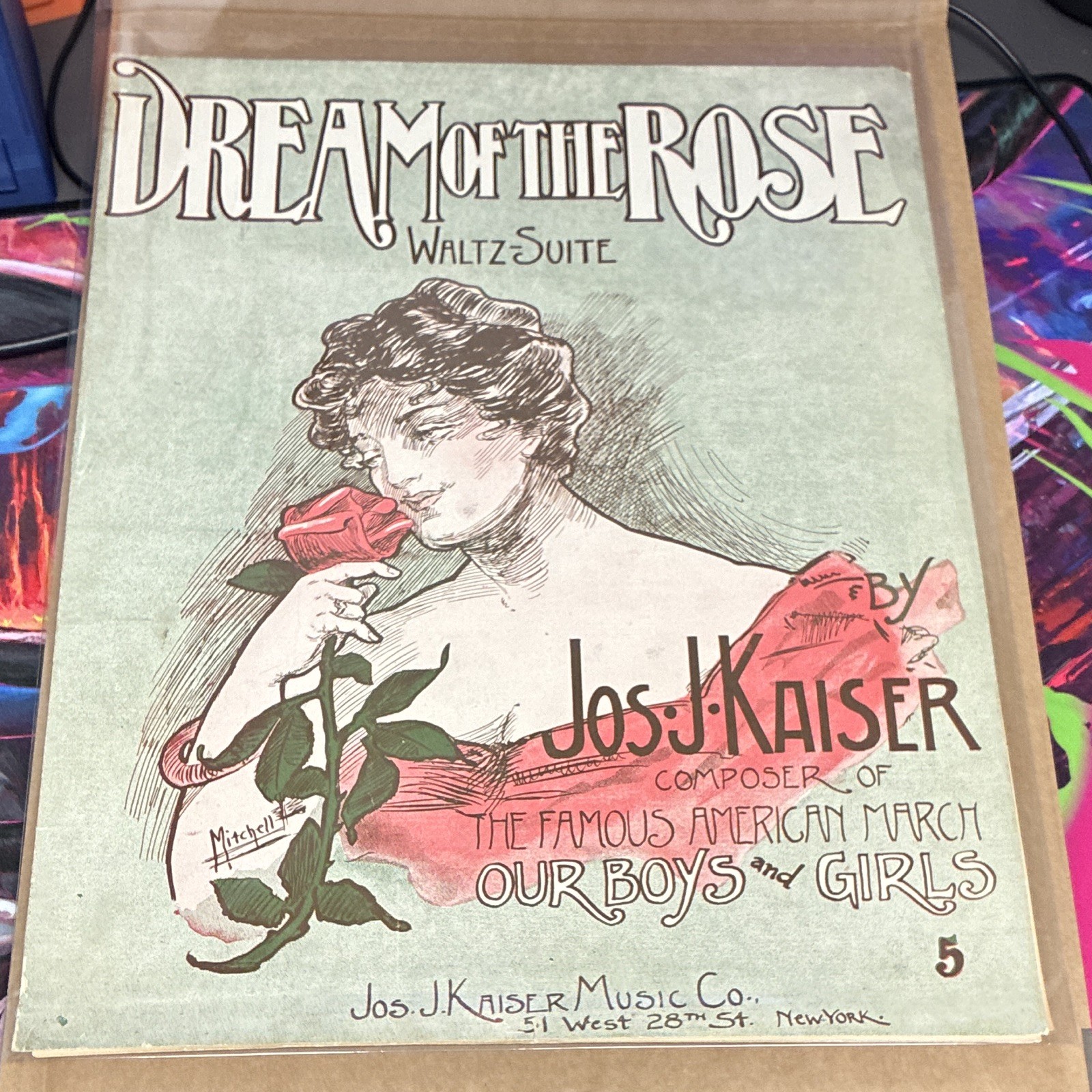 Antique Sheet Music Dream Of The Rose Jos J Kaiser Mitchell Art Nouveau