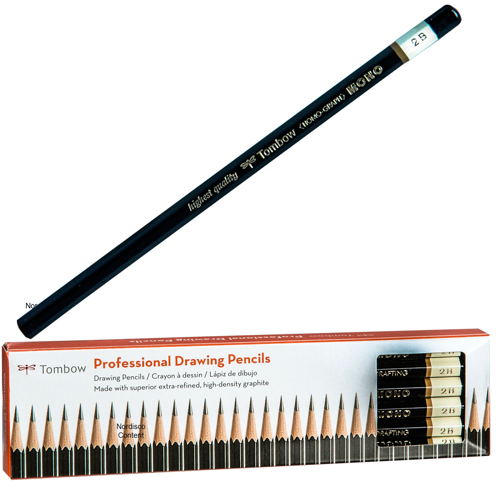 Tombow Mono 51507, 2B, Graphite Professional Drawing Pencils, Box of 12