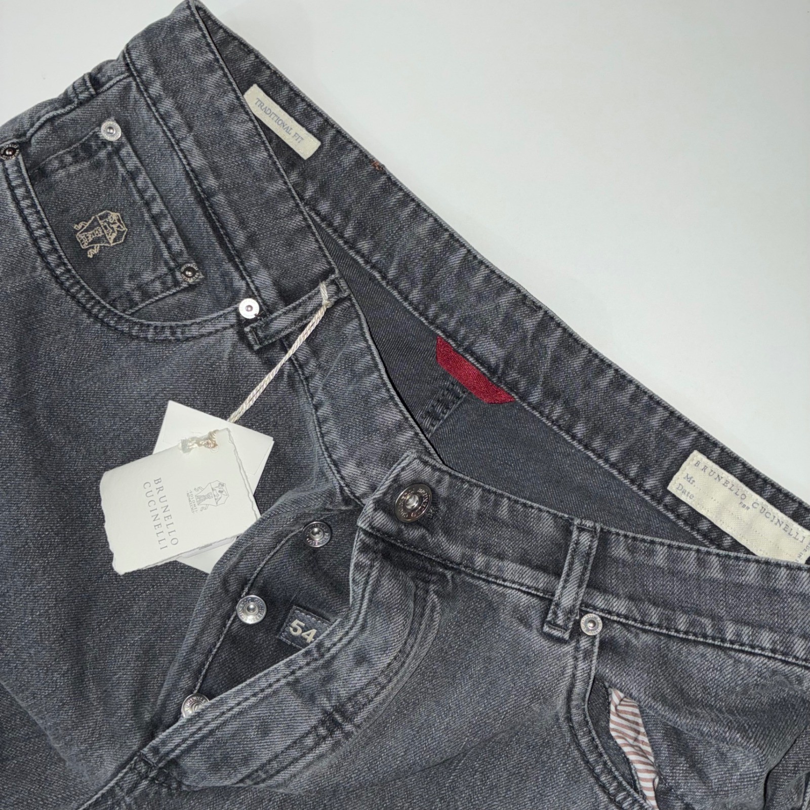Brunello Cucinelli Men 54 Traditional Fit Gray Denim Jeans NWT Italy $1095