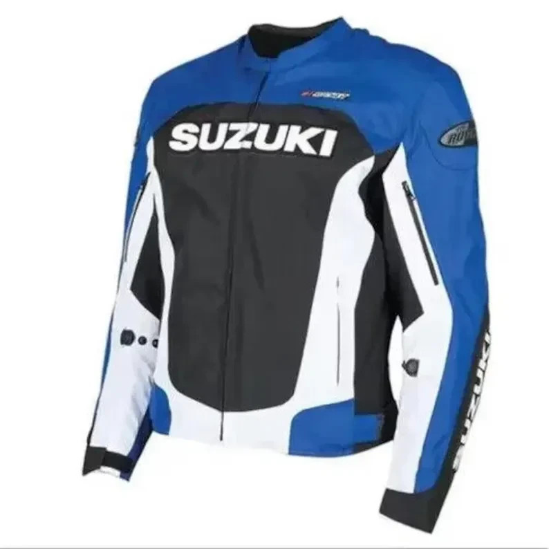 Men\'s Suzuki Racing Motorcycle Riding Gear Biker Rider Genuine Cowhide Leather Men\'s Suzuki Racing Motorcycle Riding Gear Biker Rider Genuine Cowhide Leather