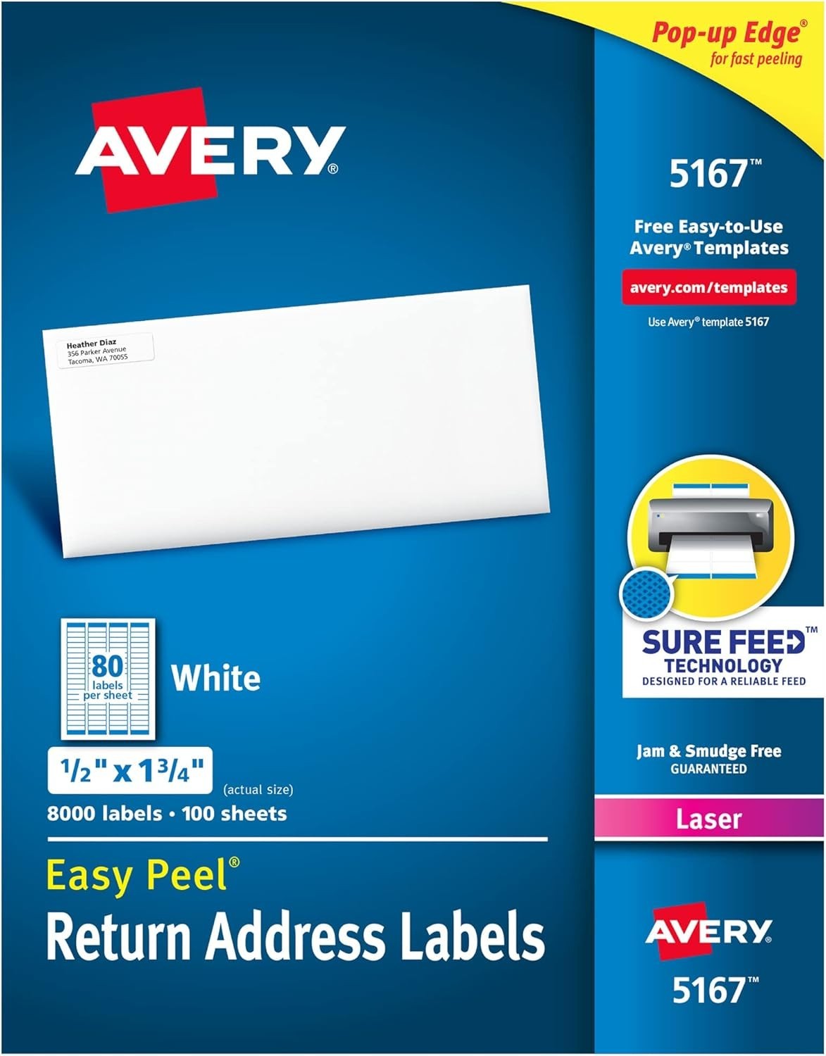 Avery Printable Return Address Labels Sure Feed 0.5x1.75 White 8000 Pack 5167 Avery Printable Return Address Labels Sure Feed 0.5x1.75 White 8000 Pack 5167