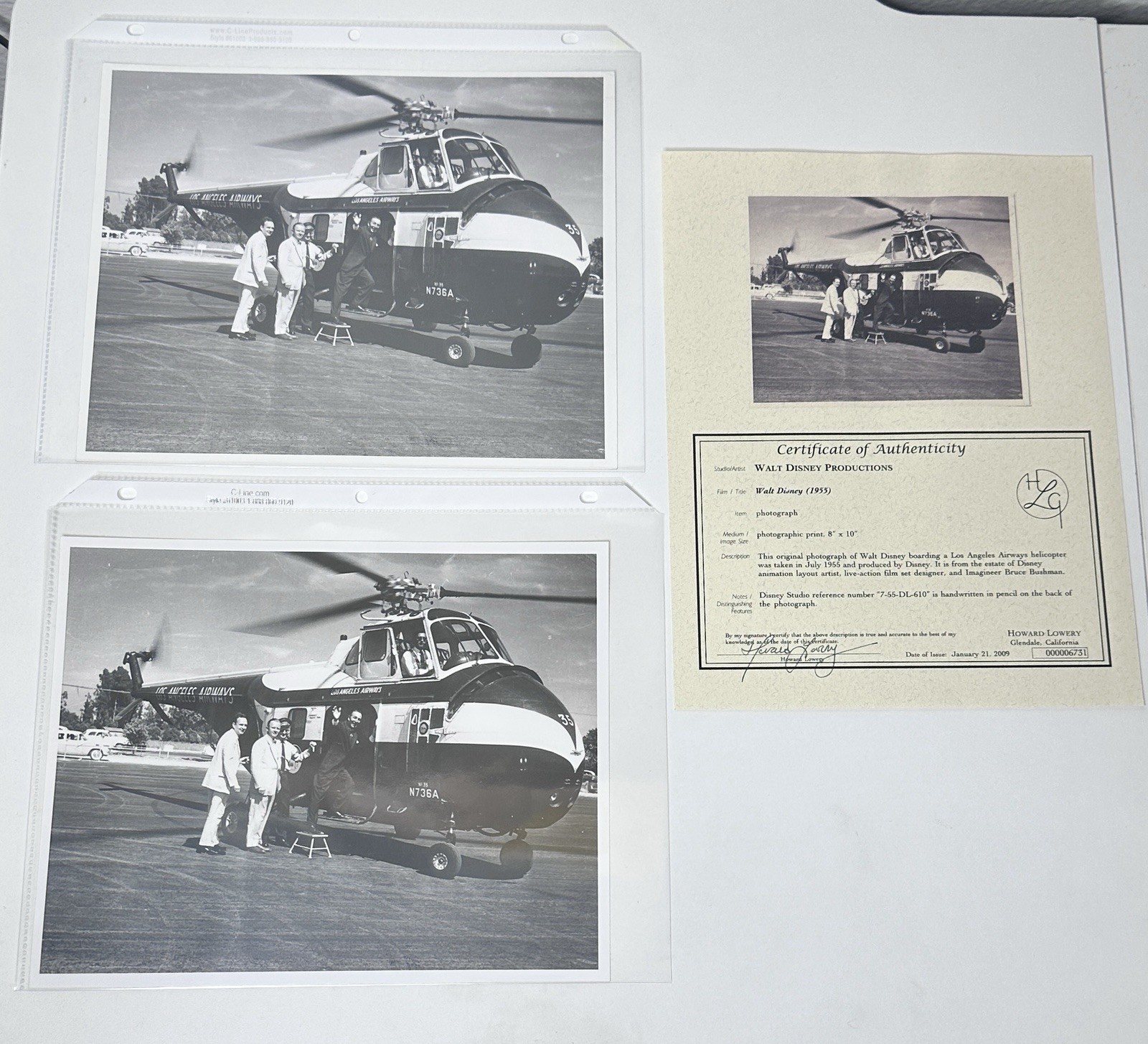 Walt Disney 1955 LA Airways Sikorsky S55 Photo Bruce Bushman Estate COA Lot