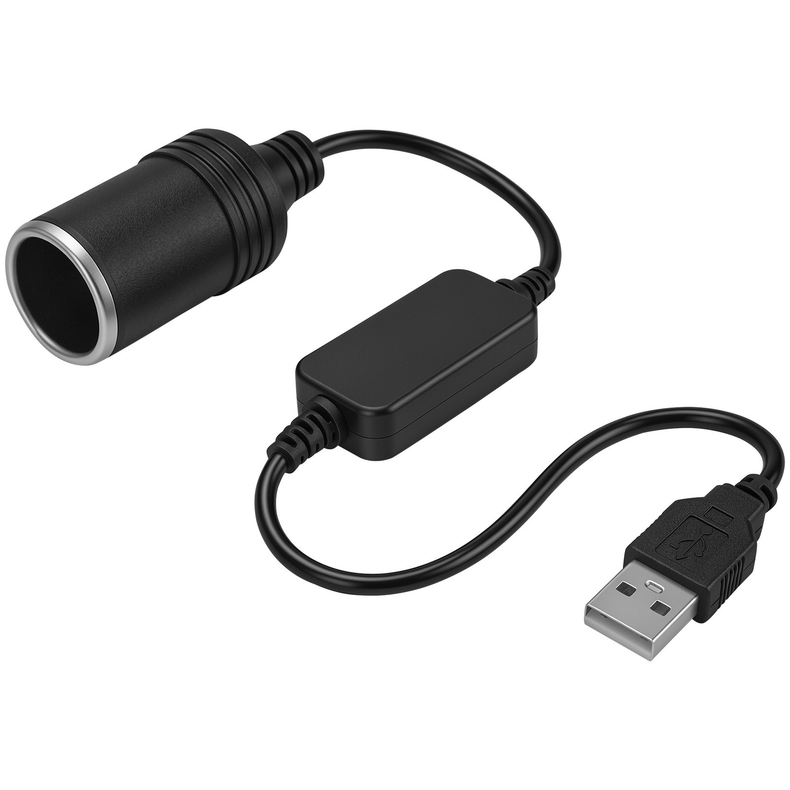 USB to 12V Car Cigarette Lighter Adapter for Camping, Road Trip, Emergency Use