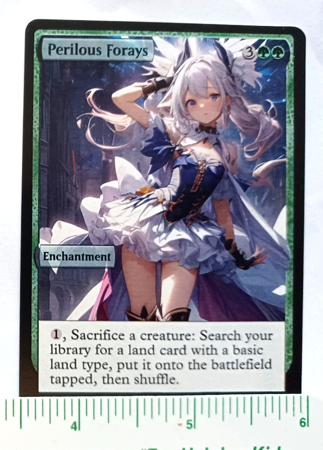 PERILOUS FORAYS : MTG altered-art magic card : with Sexy, Anime Babe PERILOUS FORAYS : MTG altered-art magic card : with Sexy, Anime Babe