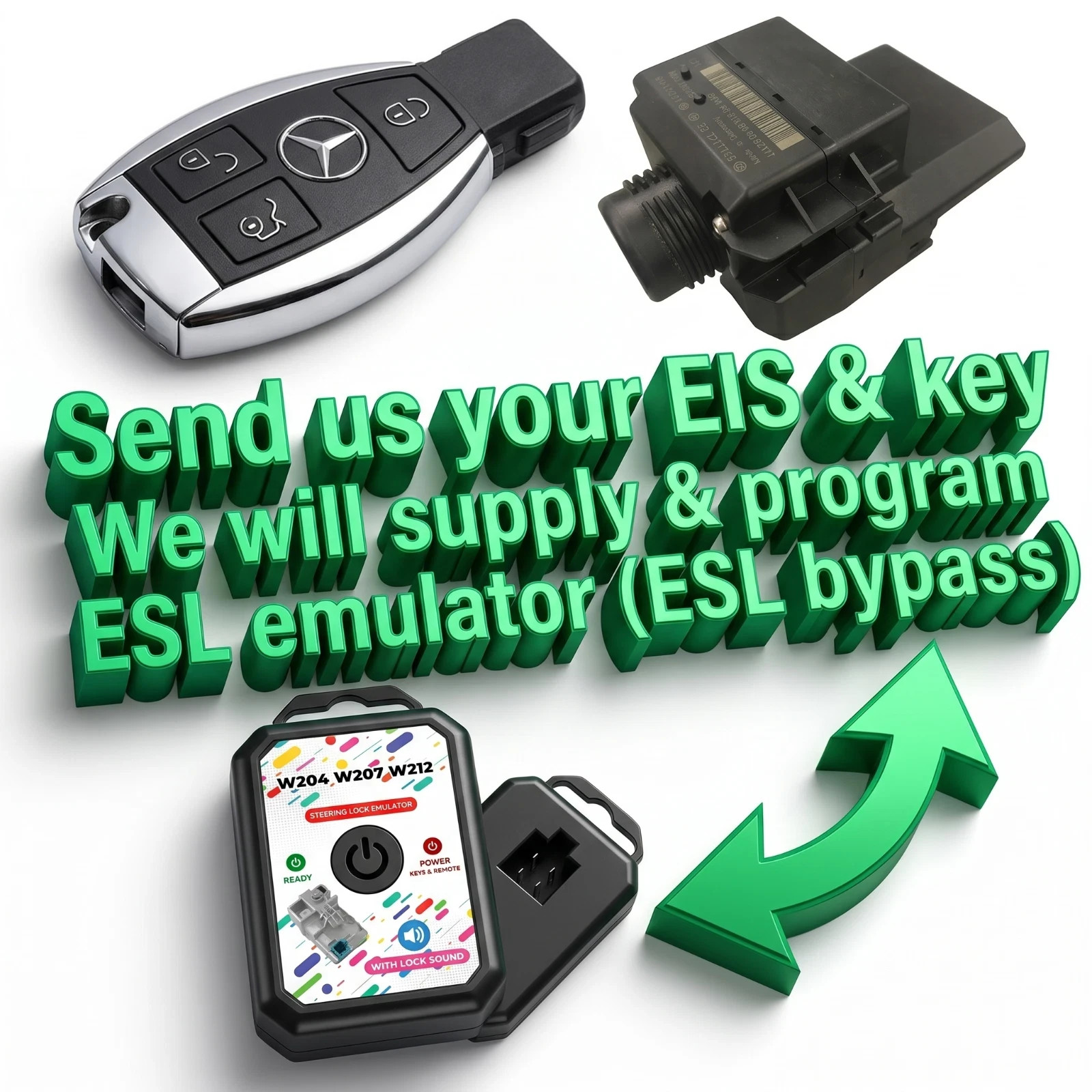 Mercedes Steering Lock ESL ELV Emulator Programming W204 W207 W212 X204 C E GLK
