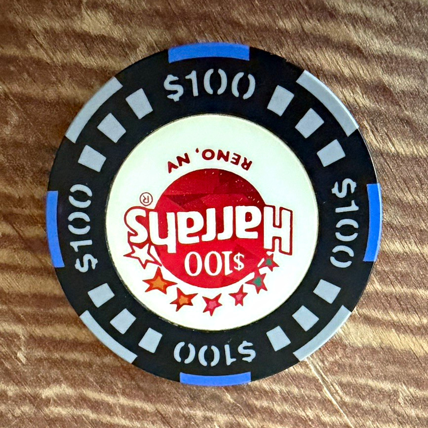 1999 Harrah’s Reno NV $100 Casino Chip E3253 7 Stars Obsolete Closed Casino