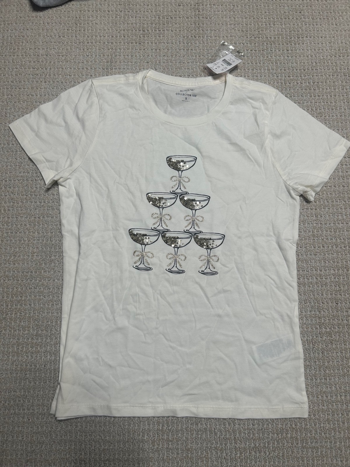 J. Crew Collector Tee Womens Graphic T-Shirt Small White Cream