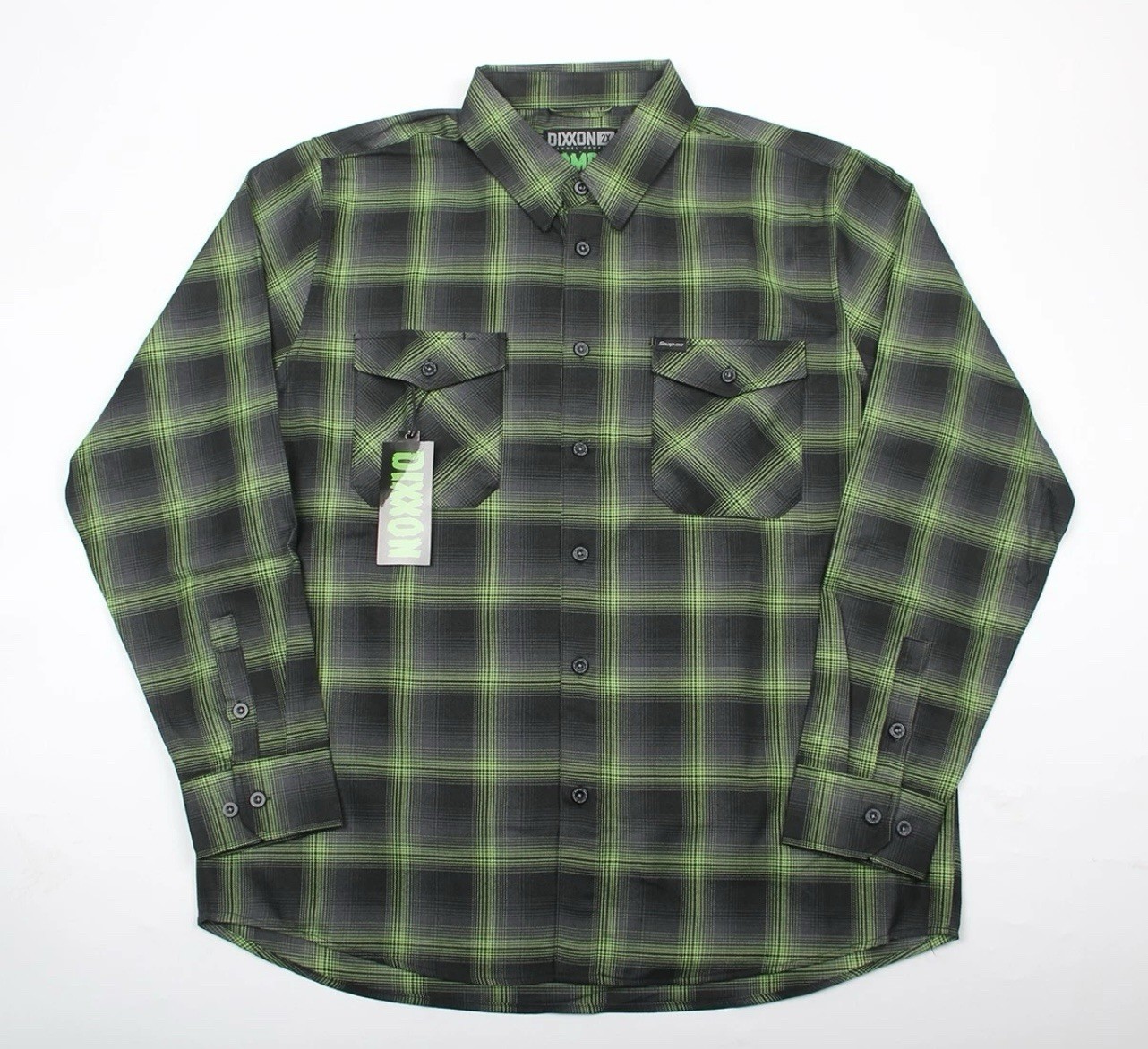 NOS X-Large New Dixxon Snap-On Zombie Flannel Shirt Limited Edition Green Black 