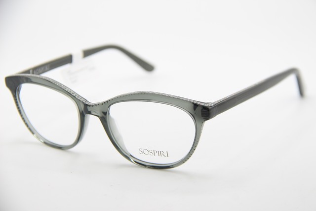 NEW SOSPIRI LARLA 257 20/100 CLEAR GREY CRYSTALS AUTHENTIC EYEGLASSES 47-17