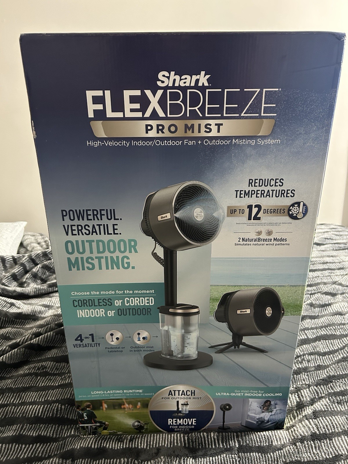 Shark - FlexBreeze Pro Mist - Indoor & Outdoor Fan with Misting System, Sealed