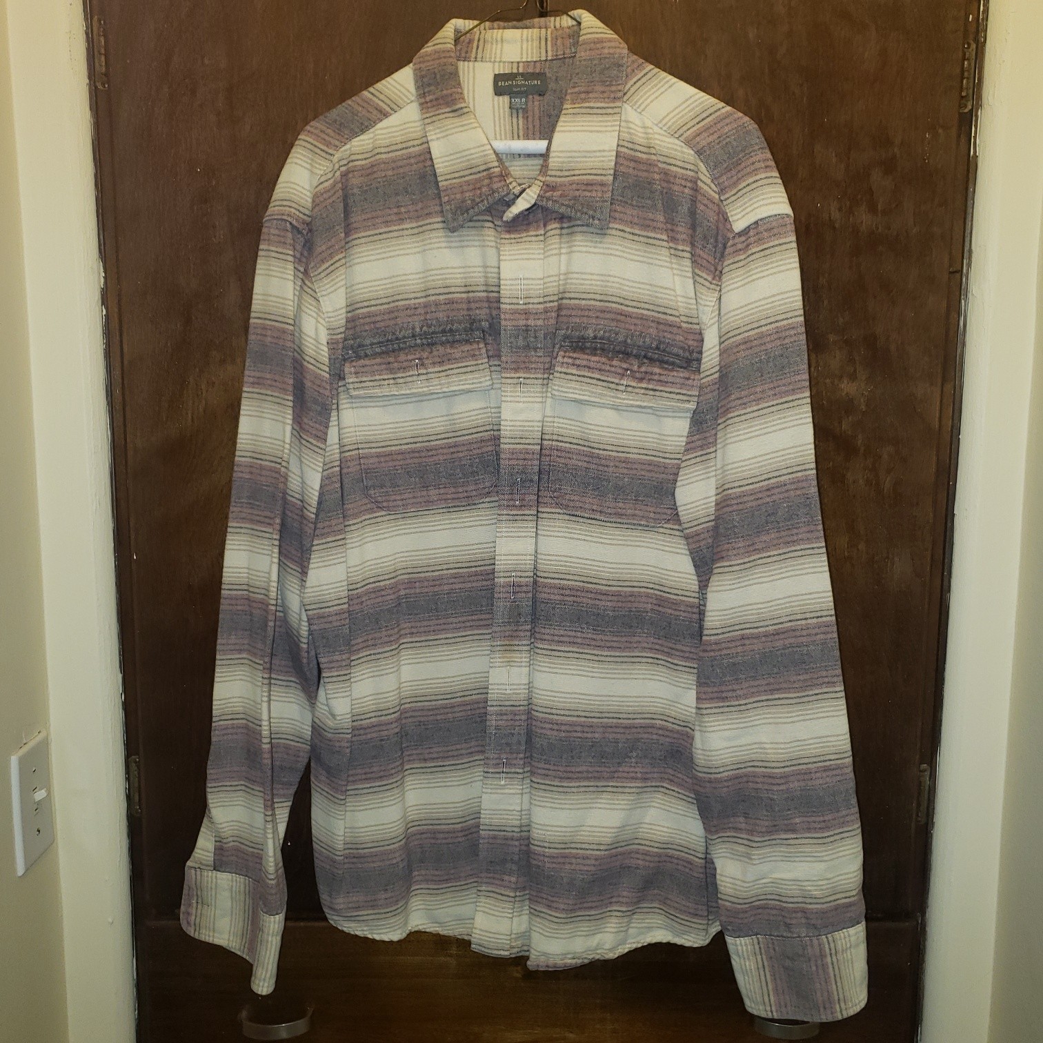 VTG L.L. Bean 1933 Chamois Flannel Shirt Men\'s XXL Plaid Heavyweight Cotton