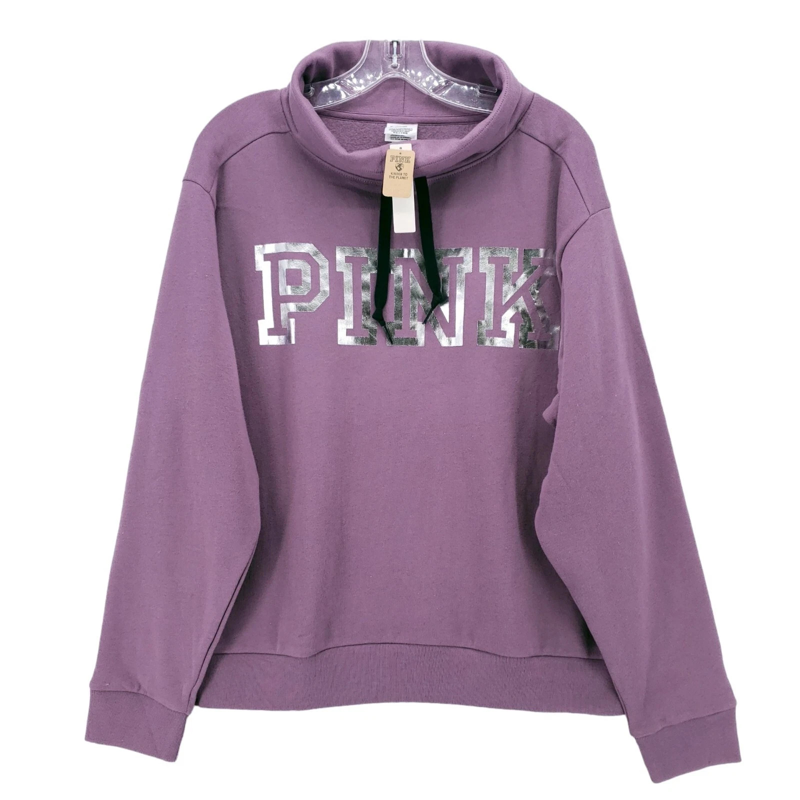 NWT Victoria\'s Secret Pink Pullover Sweatshirt High Cowl Neck Graphic Top XL
