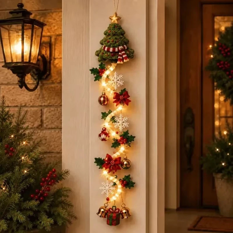 1PC Random Snowman Christmas Door Hanger Warm Led Lighted 3D Dimensional Holiday