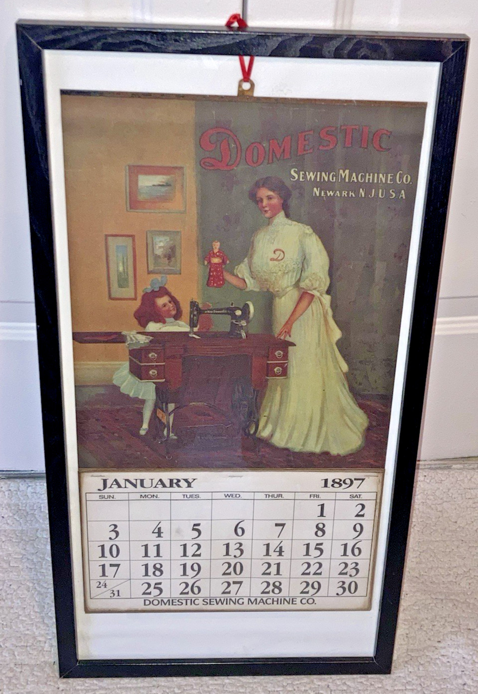 1897 Antique Victorian DOMESTIC SEWING MACHINE CO. Promotional Framed CALENDAR 1897 Antique Victorian DOMESTIC SEWING MACHINE CO. Promotional Framed CALENDAR