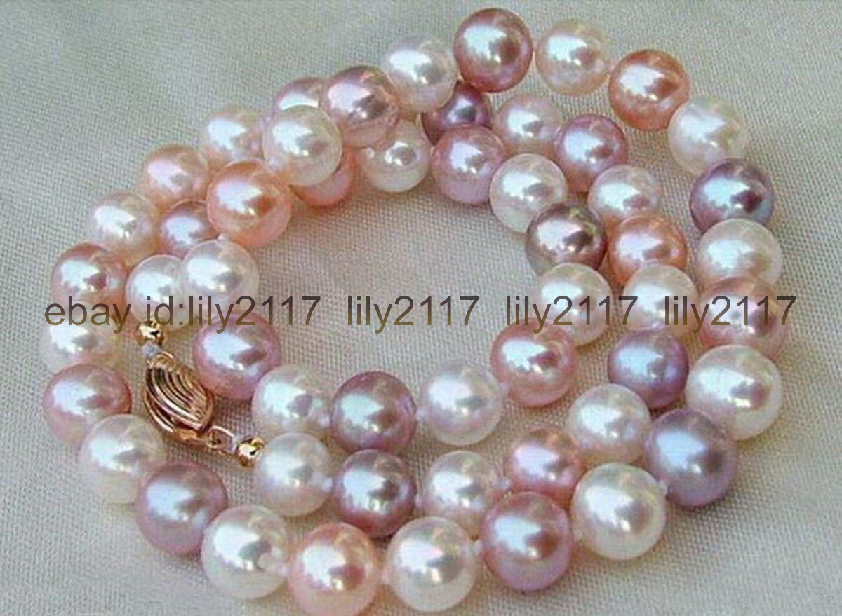 Genuine 7-8mm Natural Multicolor Freshwater Cultured Pearl Necklaces 18\'\'