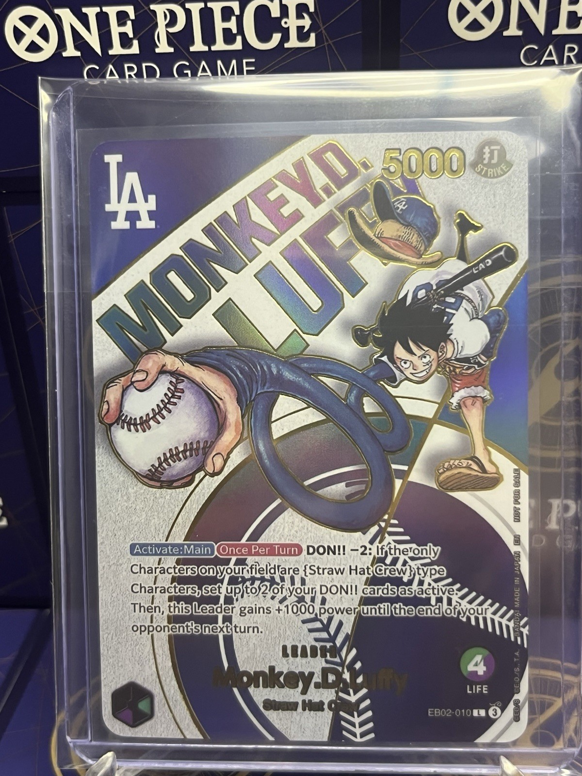 LA Dodgers Monkey.D.Luffy✨EB02 Leader Proxy One Piece Mint Foil Card✨