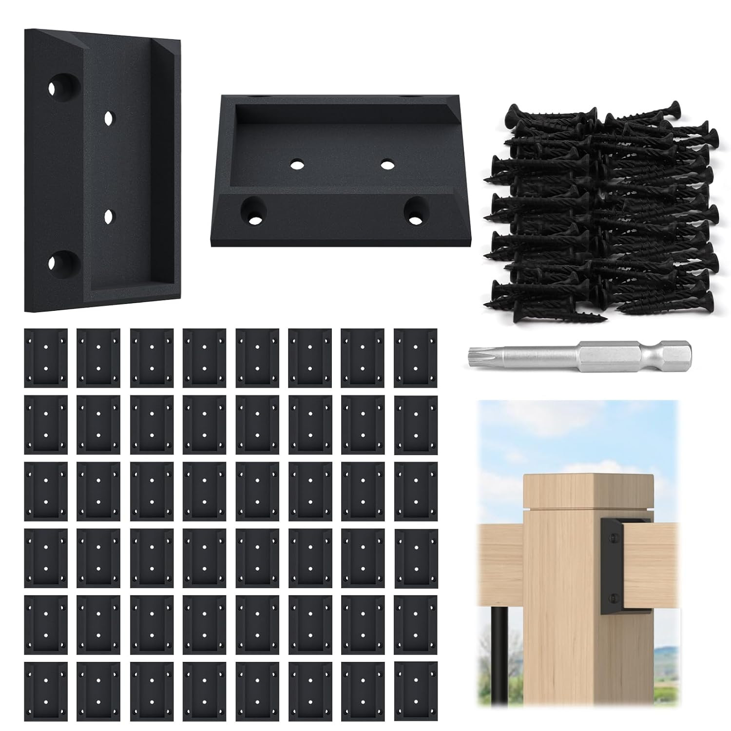50 Pcs Deck Railing Brackets Connectors for 2X4 Wood Post WT11