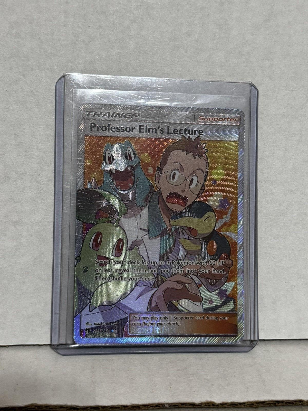 2018 Pokemon Lost Thunder FULL ART ULTRA RARE HOLO #213 Professor Elm\'s Lecture 2018 Pokemon Lost Thunder FULL ART ULTRA RARE HOLO #213 Professor Elm\'s Lecture