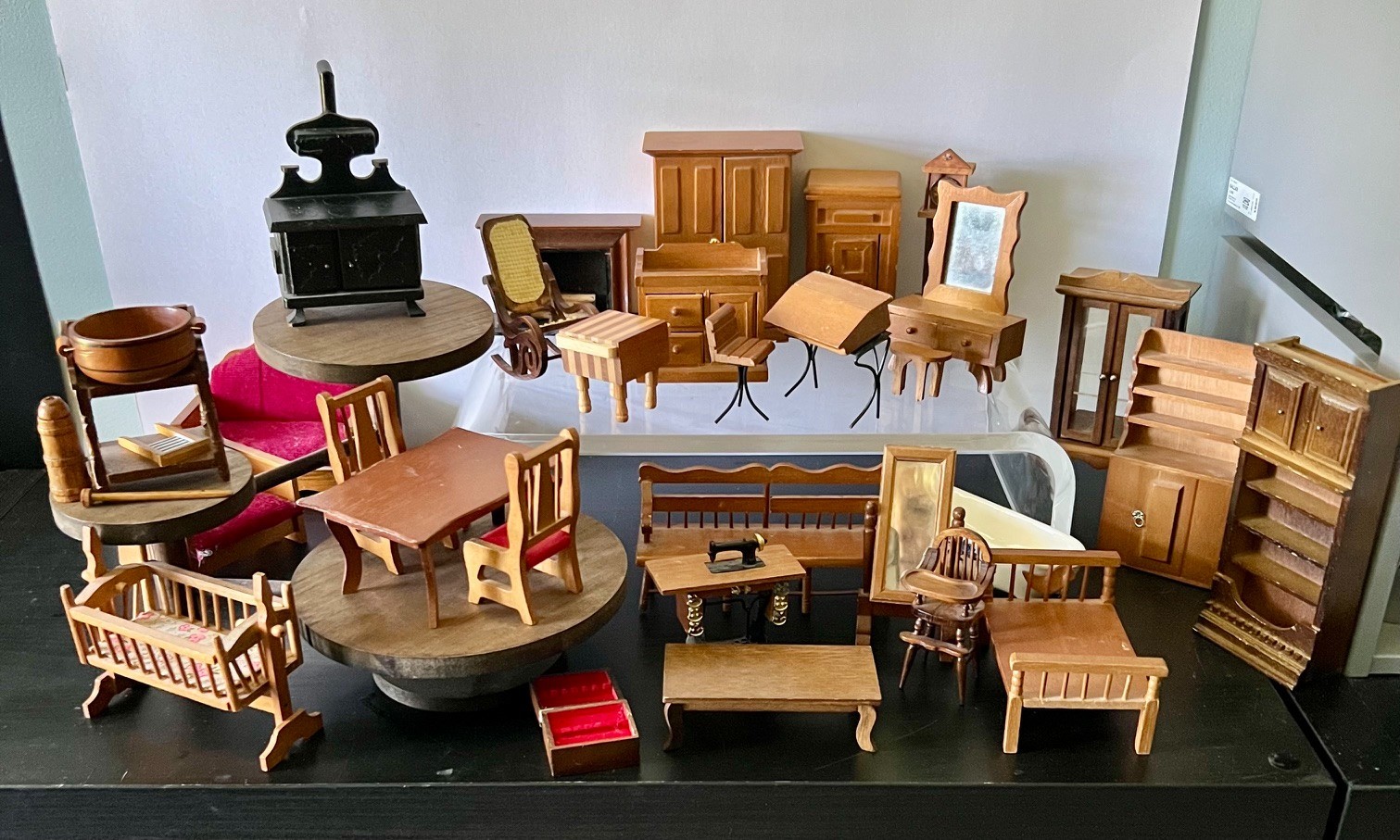 Dollhouse Miniatures ~ Wood Furniture Appx. 1:12 Scale ~ Assorted 34 PC Lot