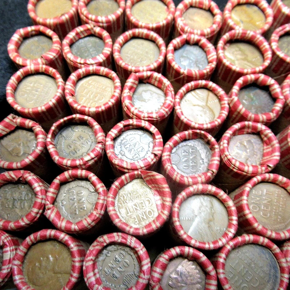 WHEAT AND INDIAN HEAD PENNY ROLL LOT 1800\'s-1900\'s P.D.S. MINTS 50 COINS
