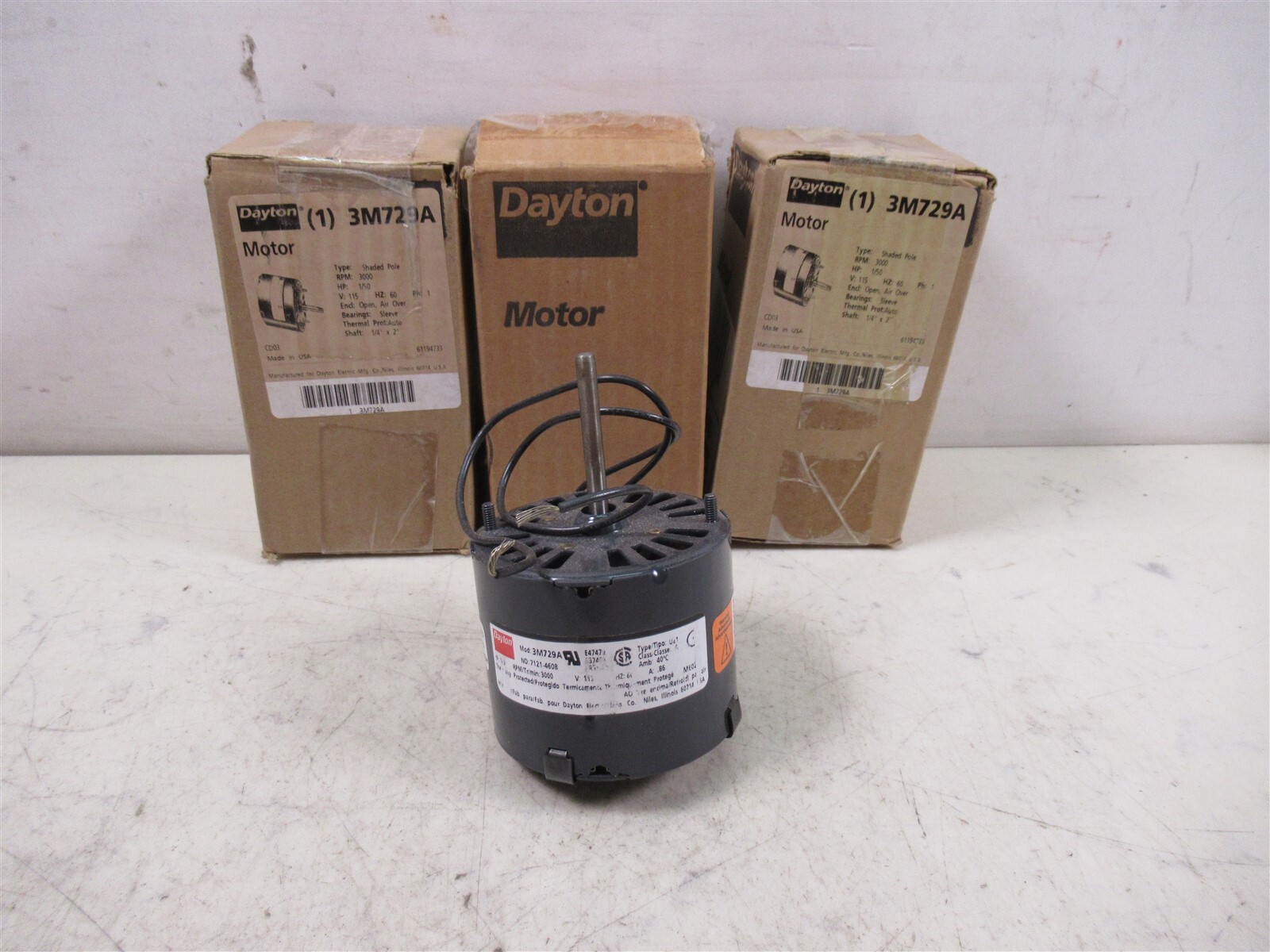 Dayton 3M729A HVAC Motor 3000 RPM 1/50 HP Shaft 1/4 Dayton 3M729A HVAC Motor 3000 RPM 1/50 HP Shaft 1/4
