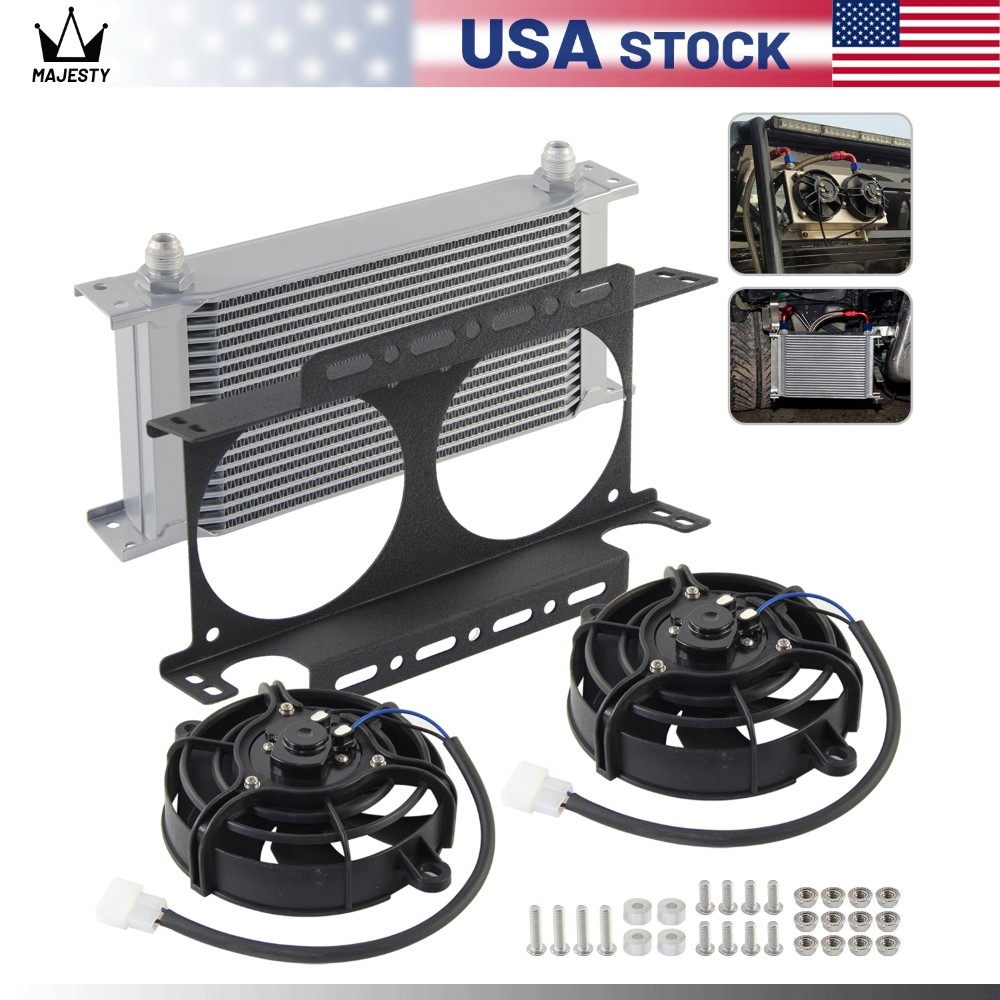 Universal 19 Row AN8 Engine Oil Cooler Silver + Dual 5.5\