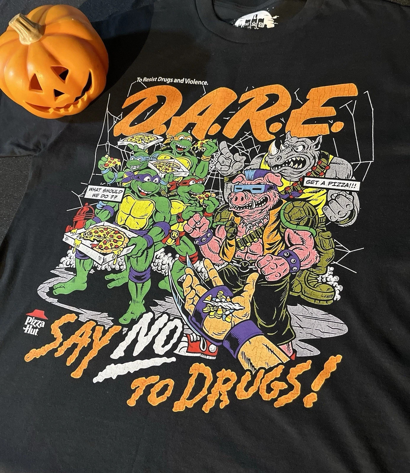 TMNT D.A.R.E. Halloween T-Shirt Vintage Design Graphic T-Shirt TMNT D.A.R.E. Halloween T-Shirt Vintage Design Graphic T-Shirt
