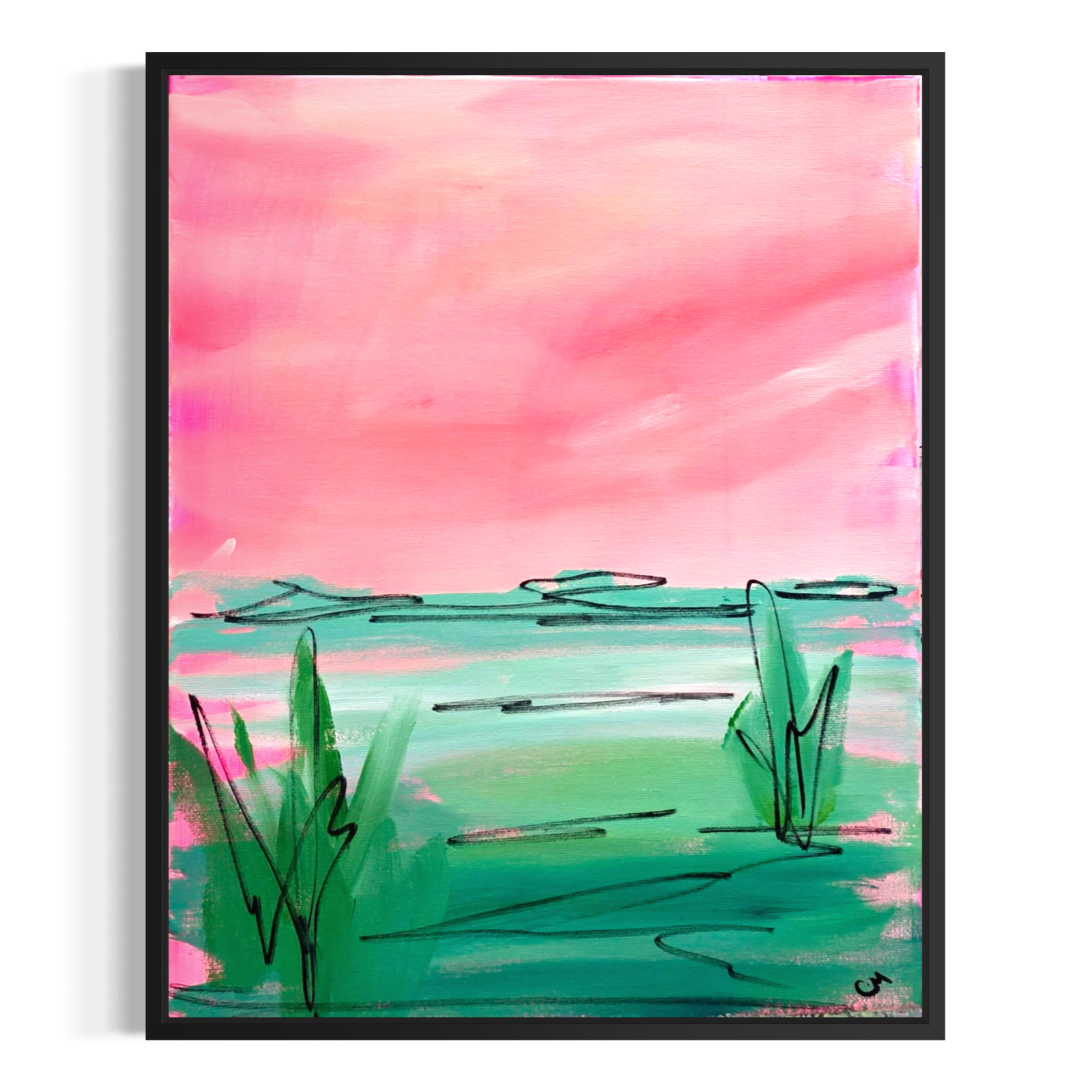 Original Abstract 11x14 Landscape Acrylic Painting Bold Signed Canvas Wall Art