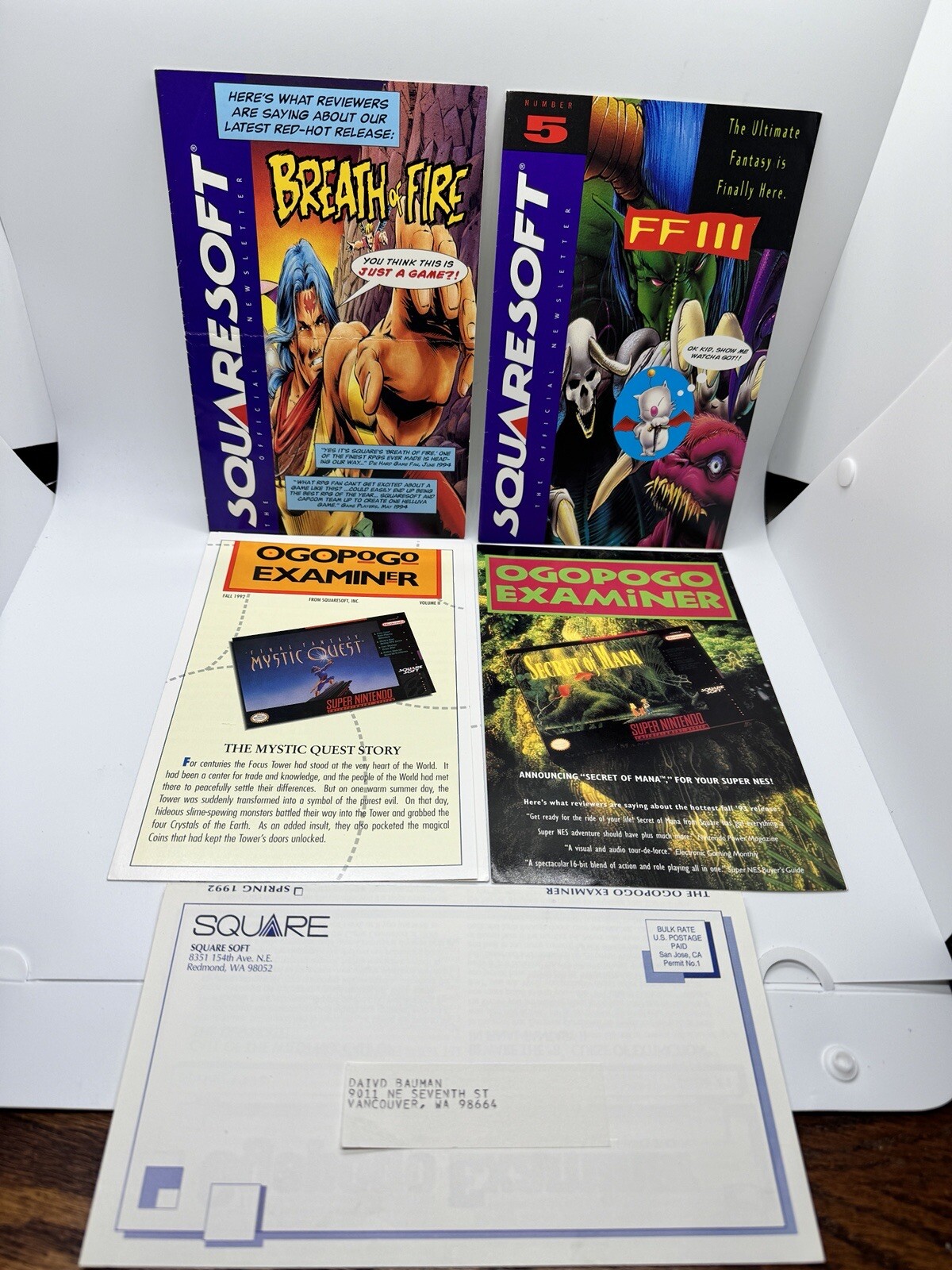 Ogopogo Examiner Full Set Lot 1-5 Squaresoft Newsletter Final Fantasy Rare Ogopogo Examiner Full Set Lot 1-5 Squaresoft Newsletter Final Fantasy Rare