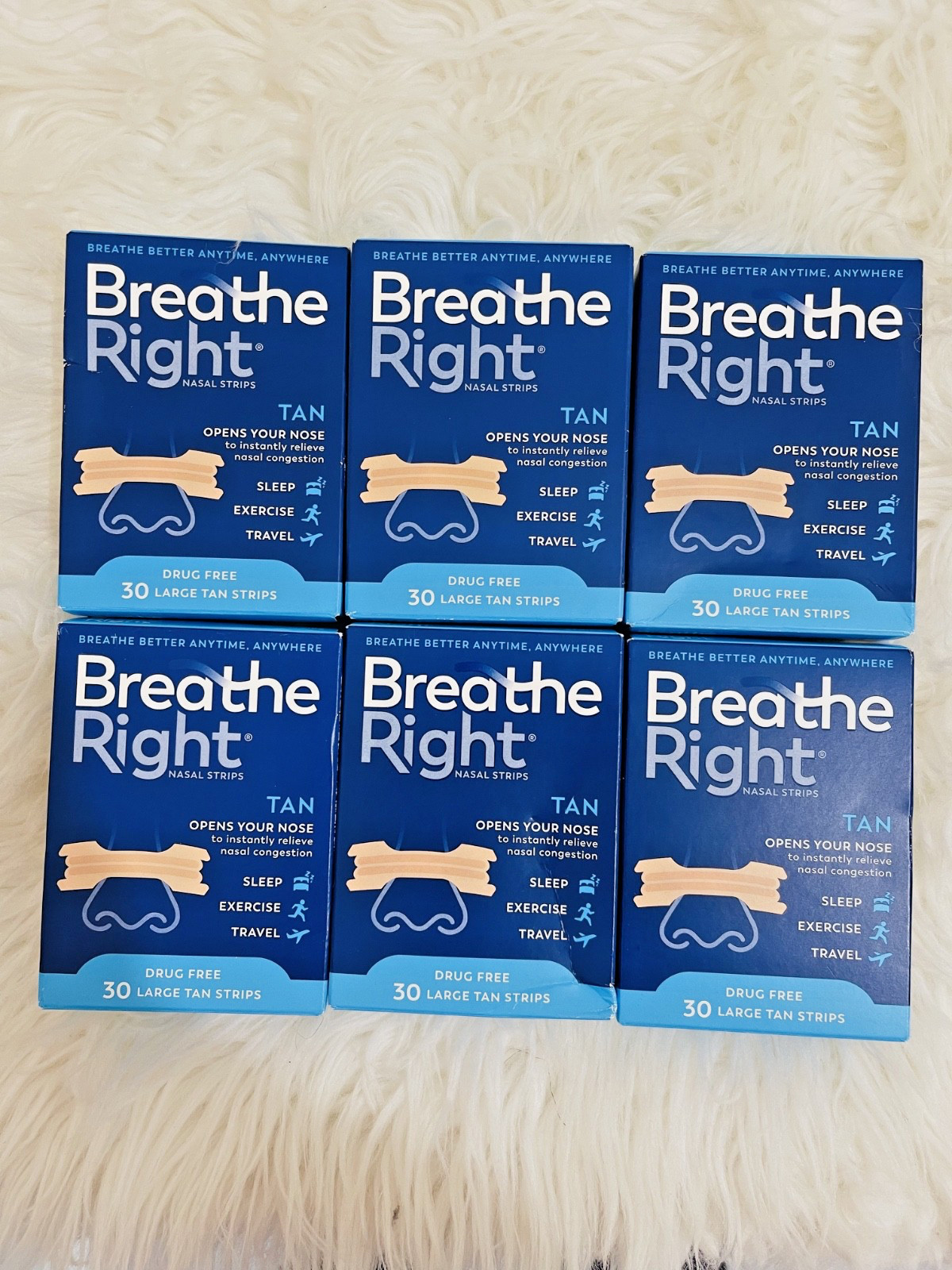 BREATHE RIGHT NASAL STRIPS, ORIGNIAL LARGE TAN ( 6 x 30 COUNT BOXES ) 180 TOTAL BREATHE RIGHT NASAL STRIPS, ORIGNIAL LARGE TAN ( 6 x 30 COUNT BOXES ) 180 TOTAL