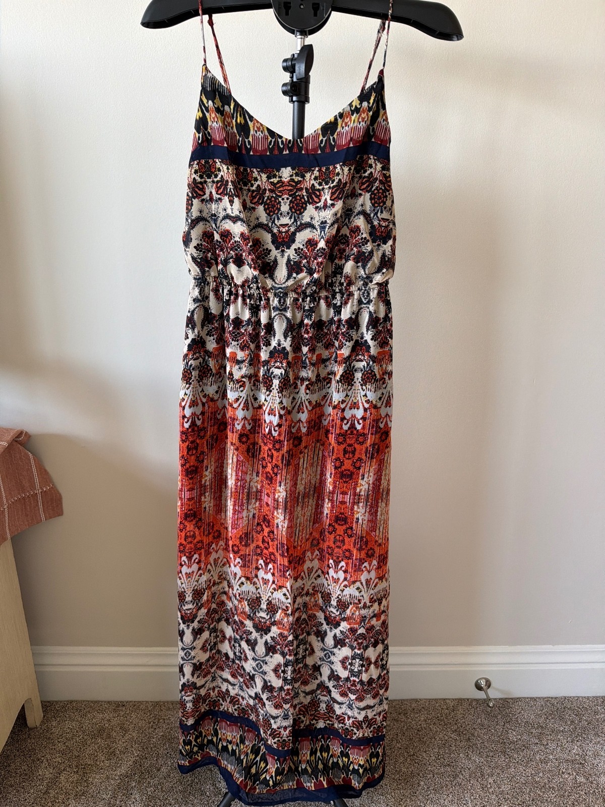 Bohemian Style Multicolor Maxi Dress with Spaghetti Straps