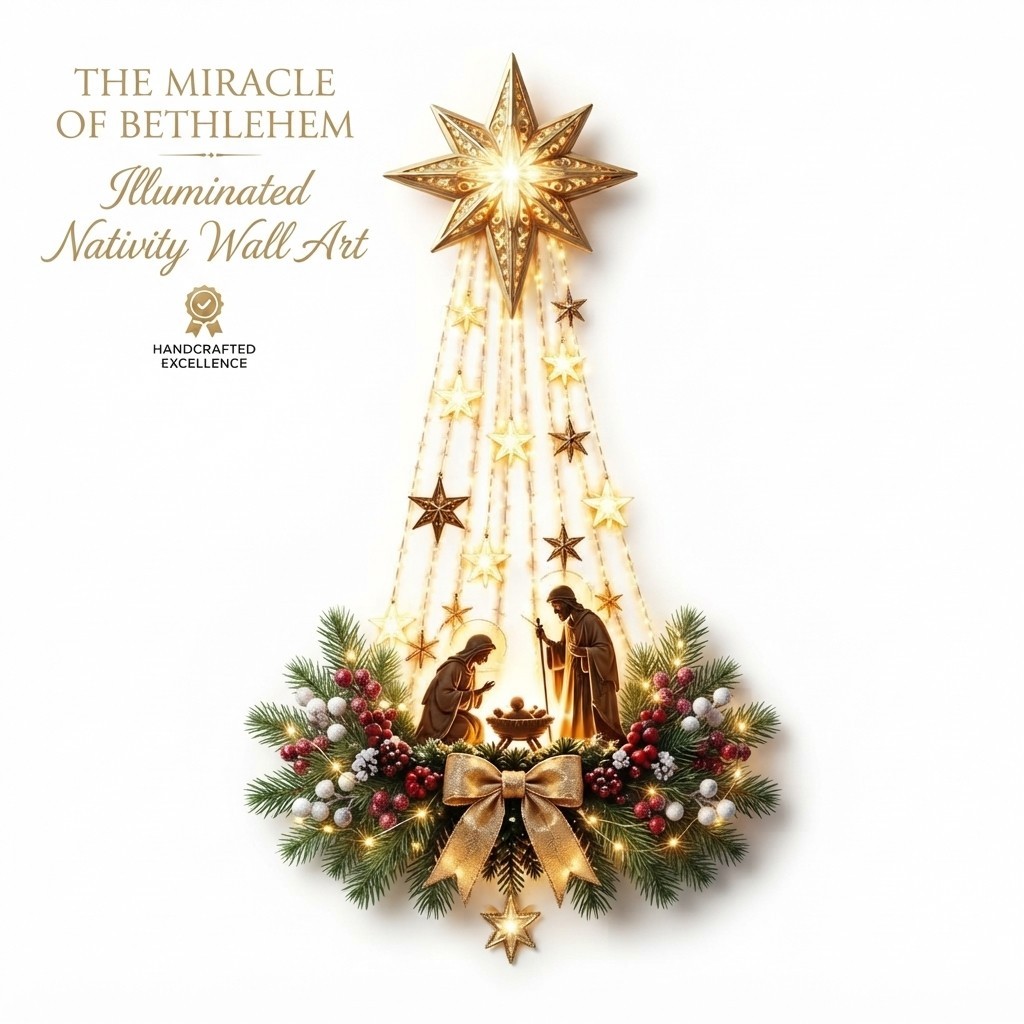 Bethlehem Star of Faith Lighted Nativity Wall Decor Christmas LED Religious Wall