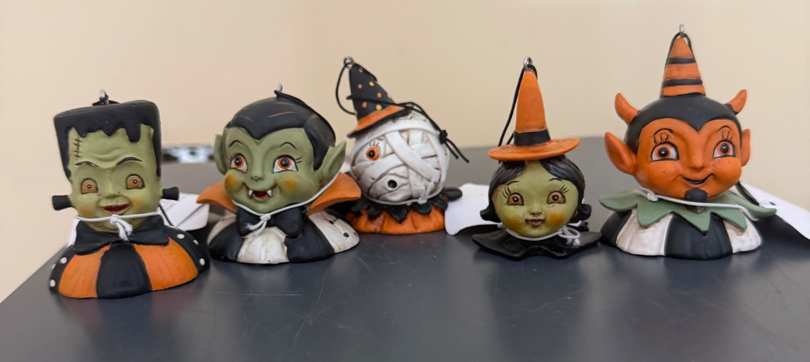 Johanna Parker Vintage Style Halloween Frankie, Vampire, witch, Devil, Mummy 5pc Johanna Parker Vintage Style Halloween Frankie, Vampire, witch, Devil, Mummy 5pc