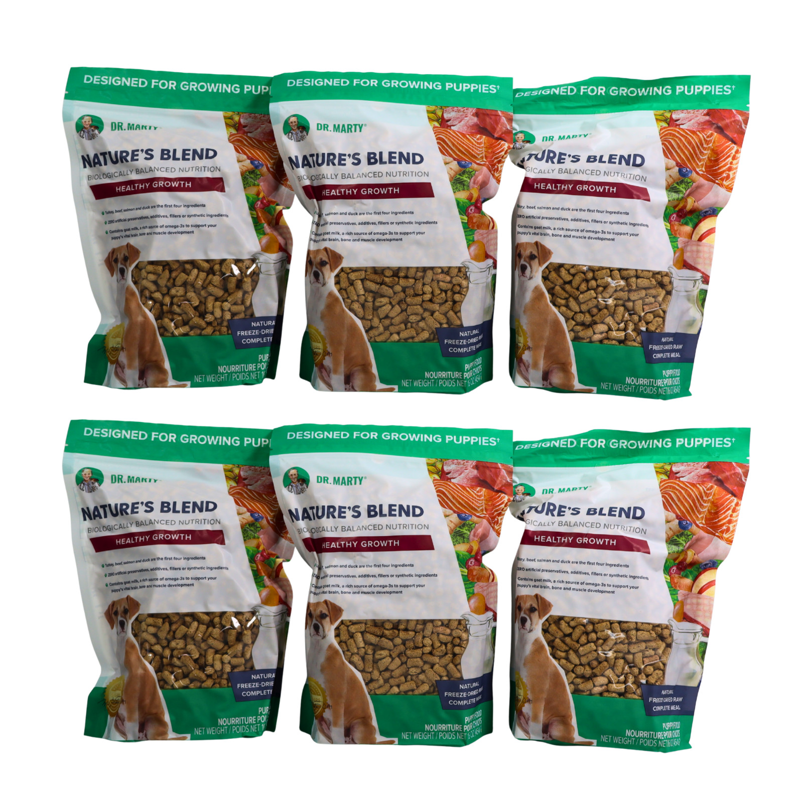 6pk Dr. Marty Nature's Blend Healthy Growth Freeze Dried Dog Food for Puppy 16oz 6pk Dr. Marty Nature's Blend Healthy Growth Freeze Dried Dog Food for Puppy 16oz