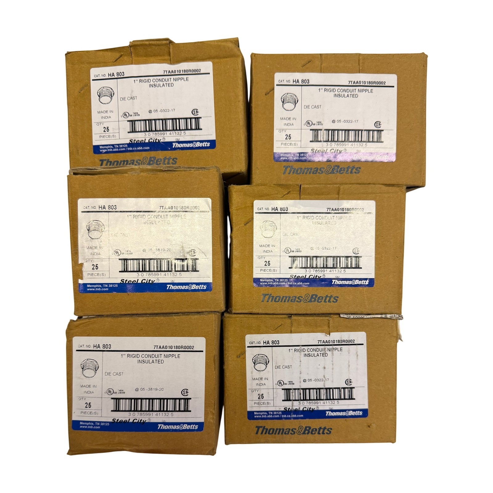 1PC Thomas & Betts HA803 Steel City 1in Insulated Rigid Conduit Nipple 25pc 1PC Thomas & Betts HA803 Steel City 1in Insulated Rigid Conduit Nipple 25pc