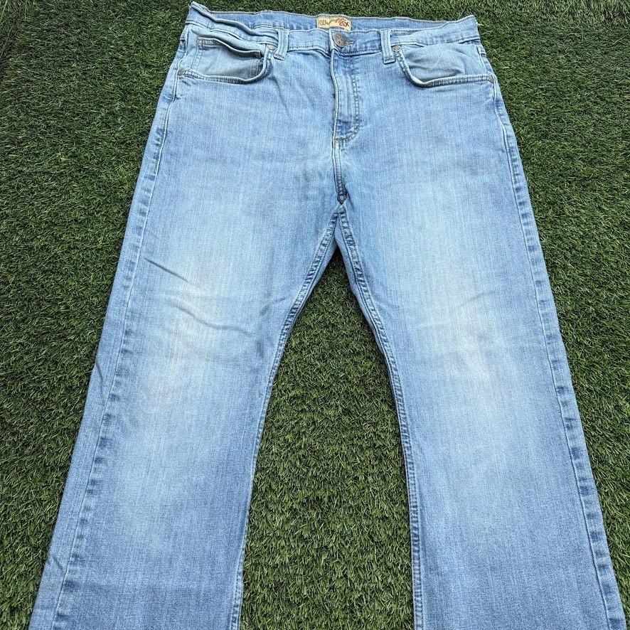 Wrangler 20X Straight Stretch Jeans Mens 36x30 (Fits 34x30) Blue Denim Light Was