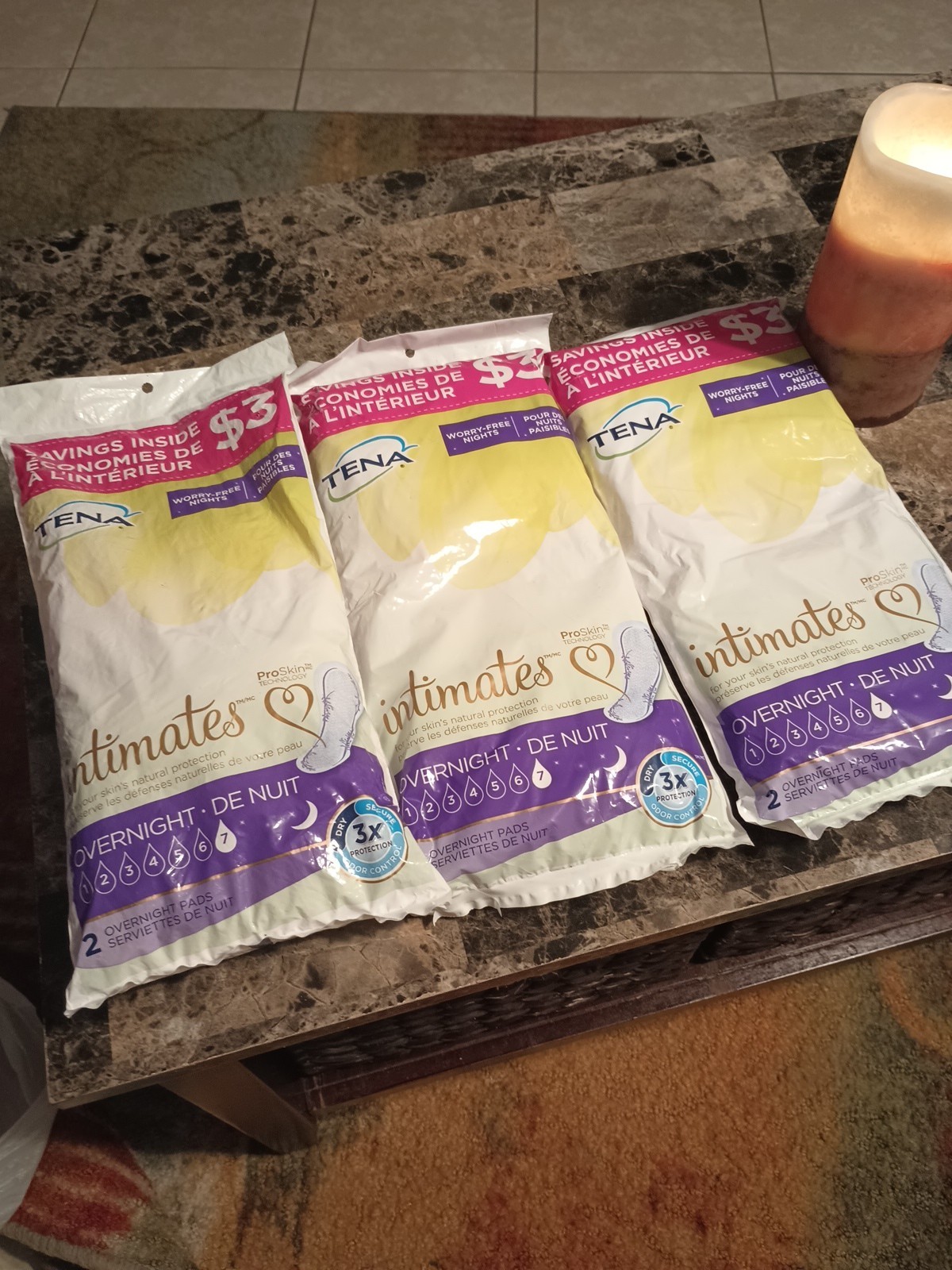 Lot Of 3 TENA Intimates Overnight Female Incontinent Pads Overnight
