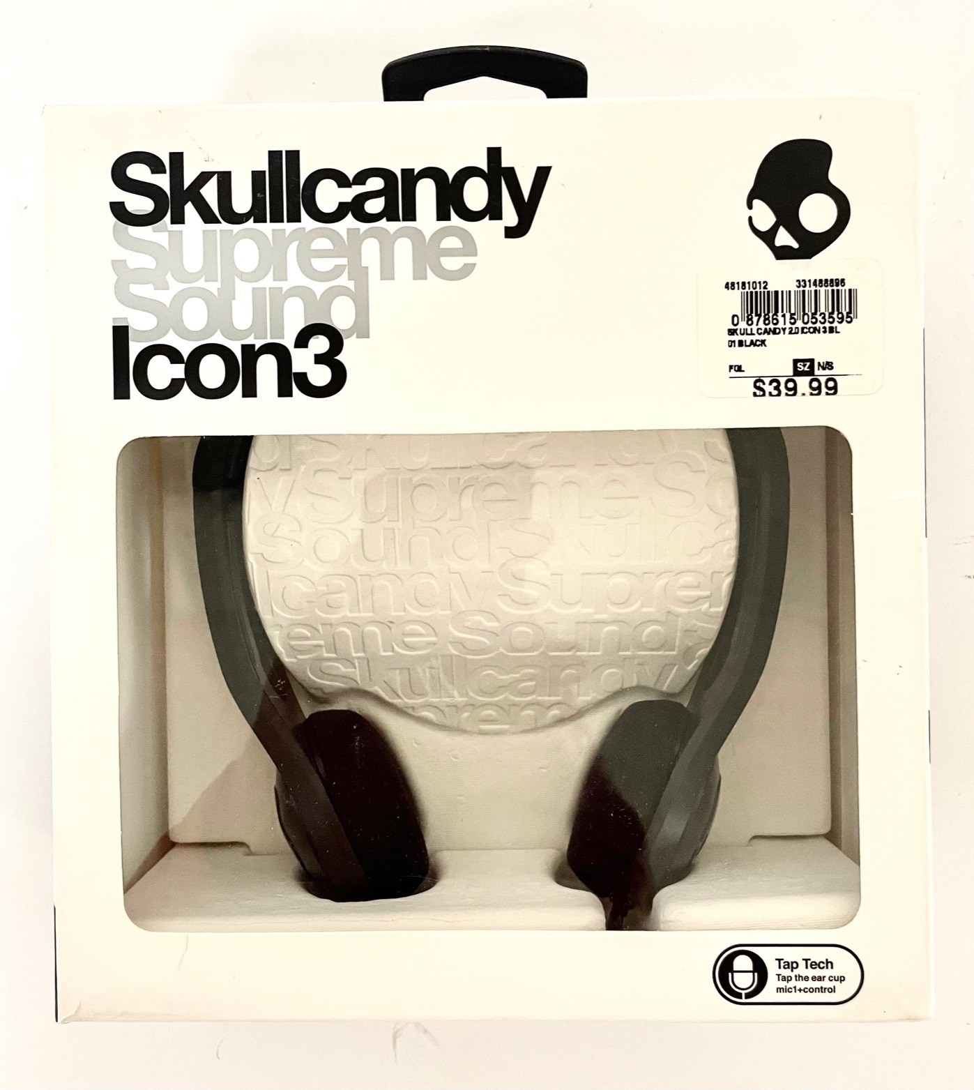 Skullcandy Icon 3 Supreme Sound Headphones with Mic in Black - New