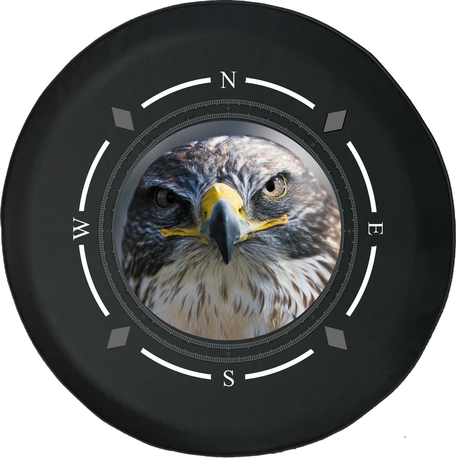 Leather Spare Tire Cover Compass Falcon Staring Back Hawk Eagle Fits Many cars