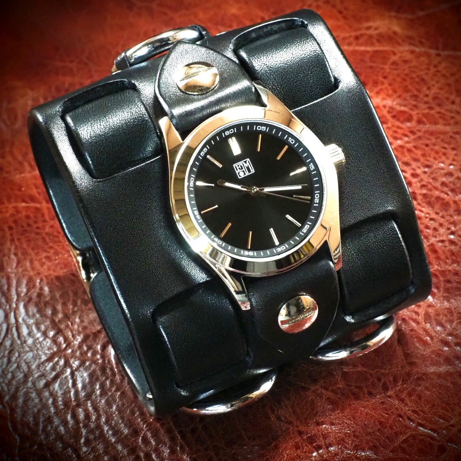 New Leather cuff watch Elvis style 68 comeback Handmade in New York