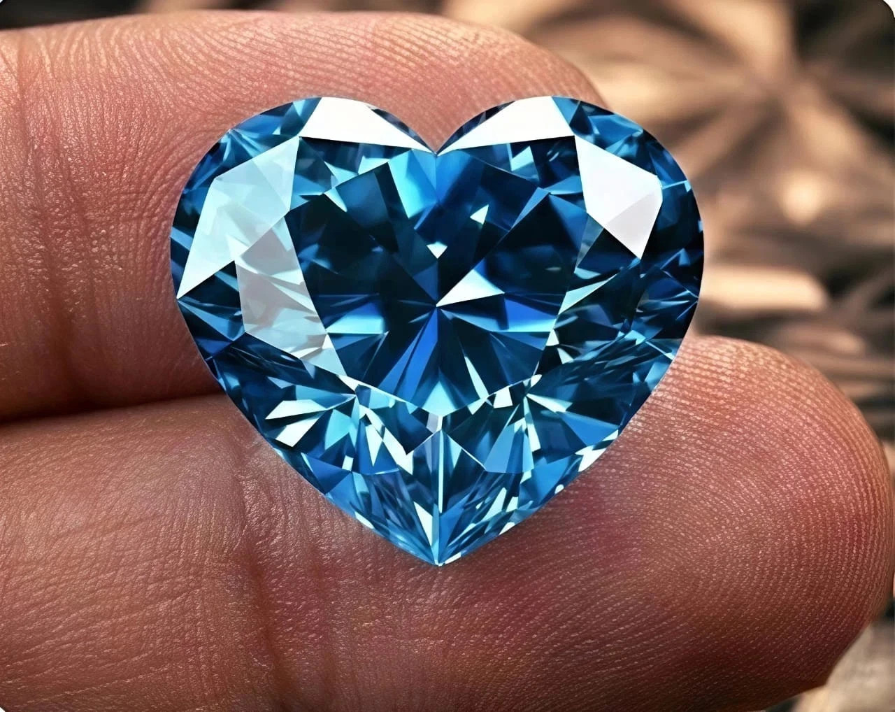 Natural Royal Blue Diamond 6 CT Heart Cut 12 mm VVS1 D Grade Certified Stone