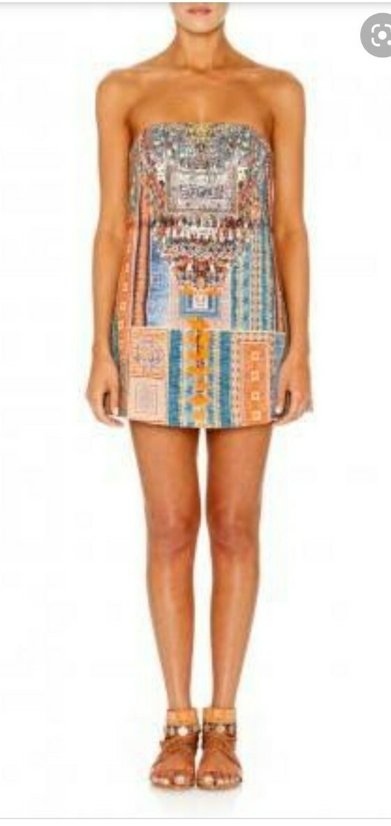 Camilla Franks Indigo Trail Short Mini Strapless Dress Size 2 Medium $4 EXPRESS