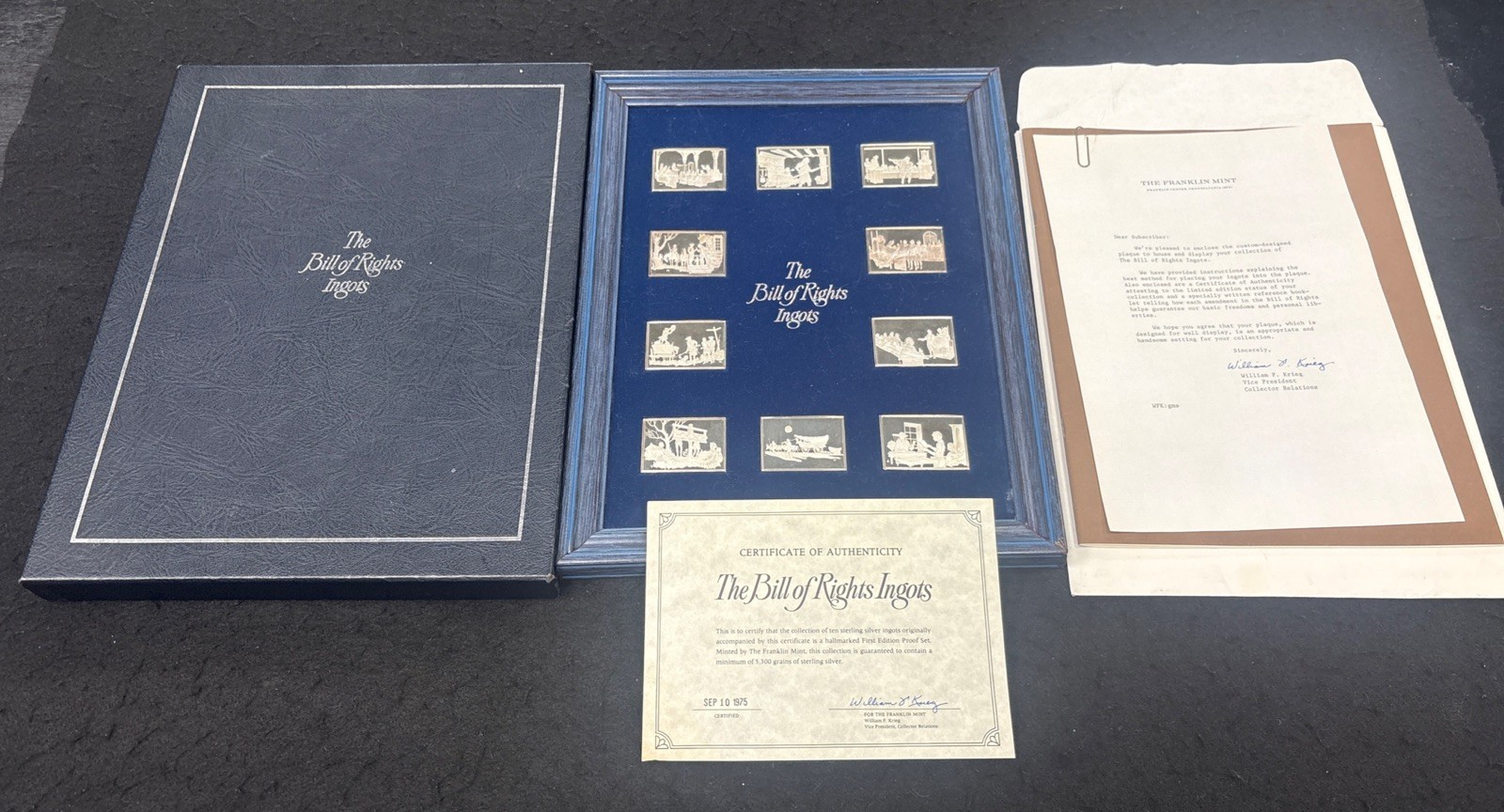 Franklin Mint Bill of Rights Sterling Silver Ingots (10) 5,300 Grains Franklin Mint Bill of Rights Sterling Silver Ingots (10) 5,300 Grains