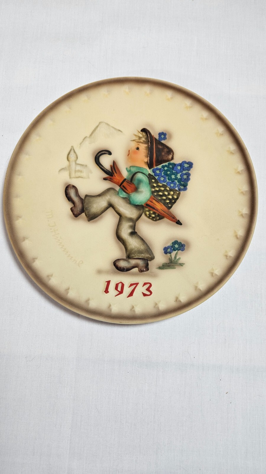 Vintage 1973 Hummel Annual Plate, Boy, Hand Painted, Made in West Germany, Vintage 1973 Hummel Annual Plate, Boy, Hand Painted, Made in West Germany,