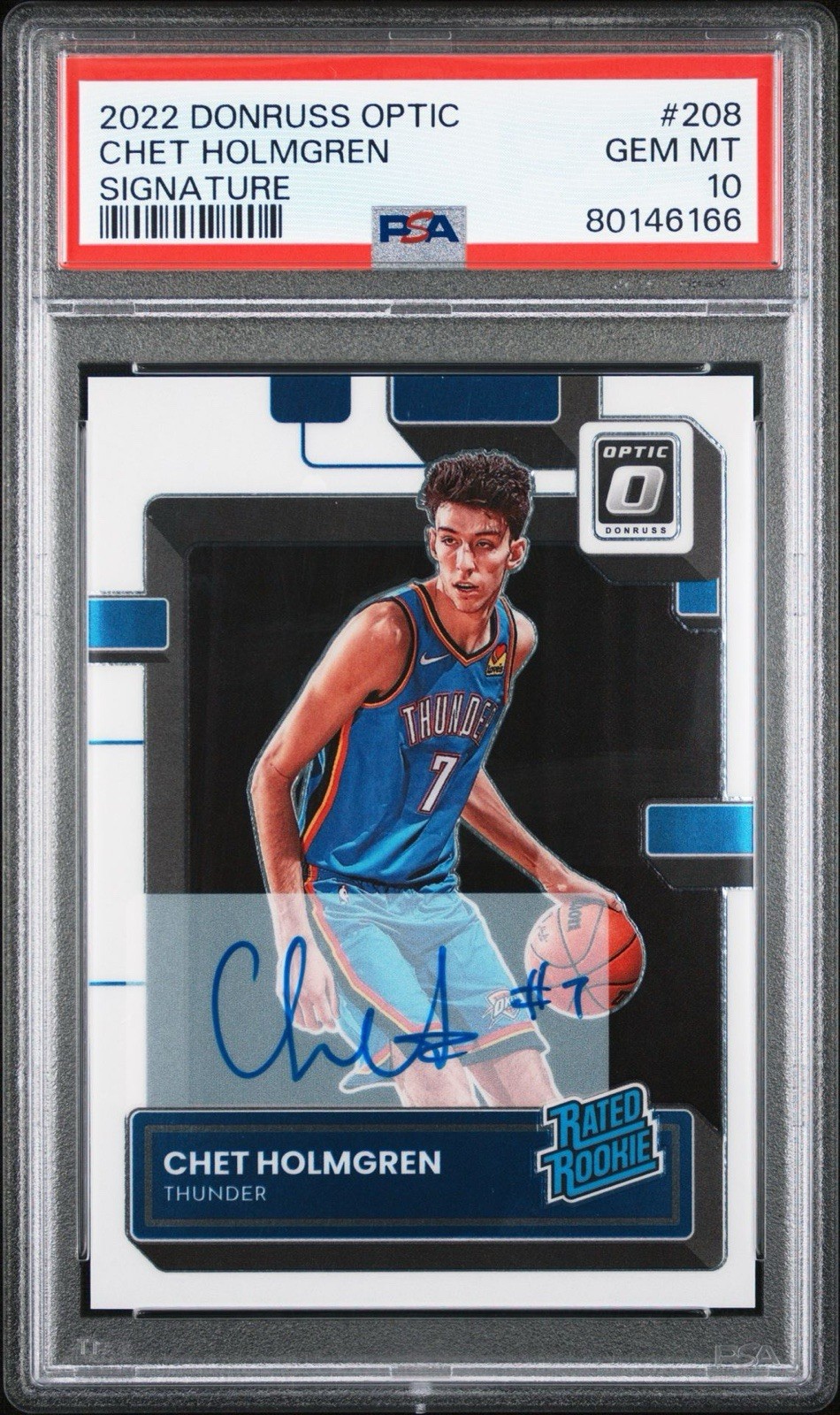 2022-23 Panini Donruss Optic Rated Rookie Chet Holmgren #208 Signatures (AU, RC) 2022-23 Panini Donruss Optic Rated Rookie Chet Holmgren #208 Signatures (AU, RC)