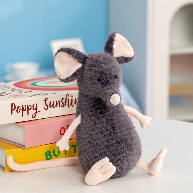 Jellycat Amuseable Fluffy Lachlan Sad Rat Grey Plush Doll Gift Kids Toy - NEW