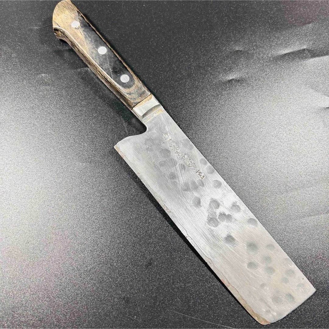 Fujiwara Teruyasu Nakiri Japanese Kitchen Knife 160mm Hammered Mark Used