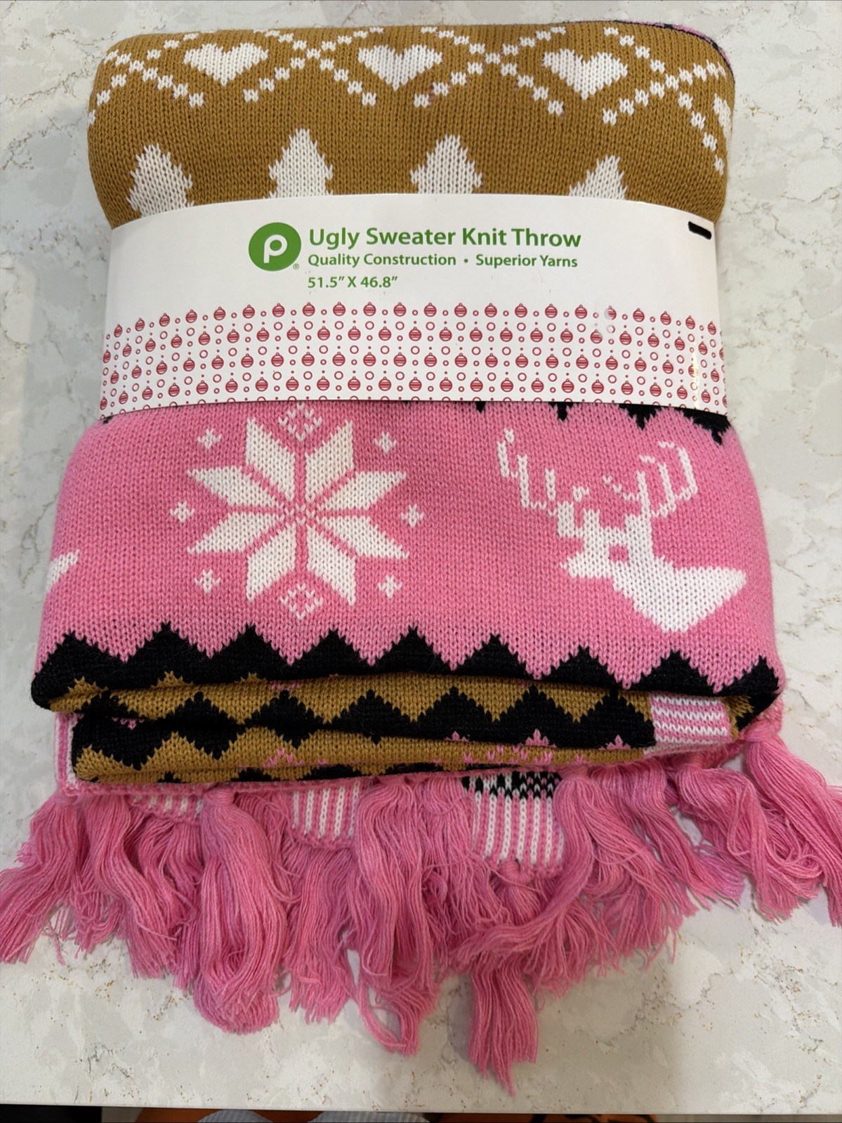 Publix Ugly Sweater Knit Throw 51.5x46.8 Inch Christmas Holiday