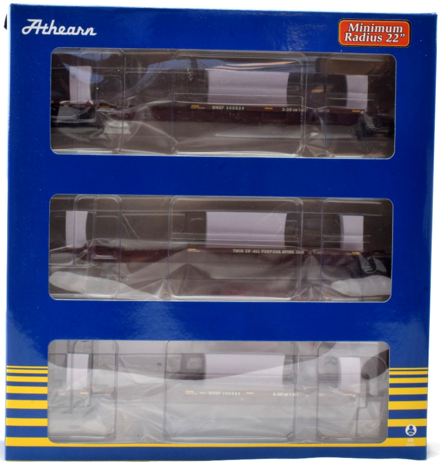 Athearn BNSF 57\' Trinity Spine Car 3 Unit Set #300589 HO Train Cars ATH15677