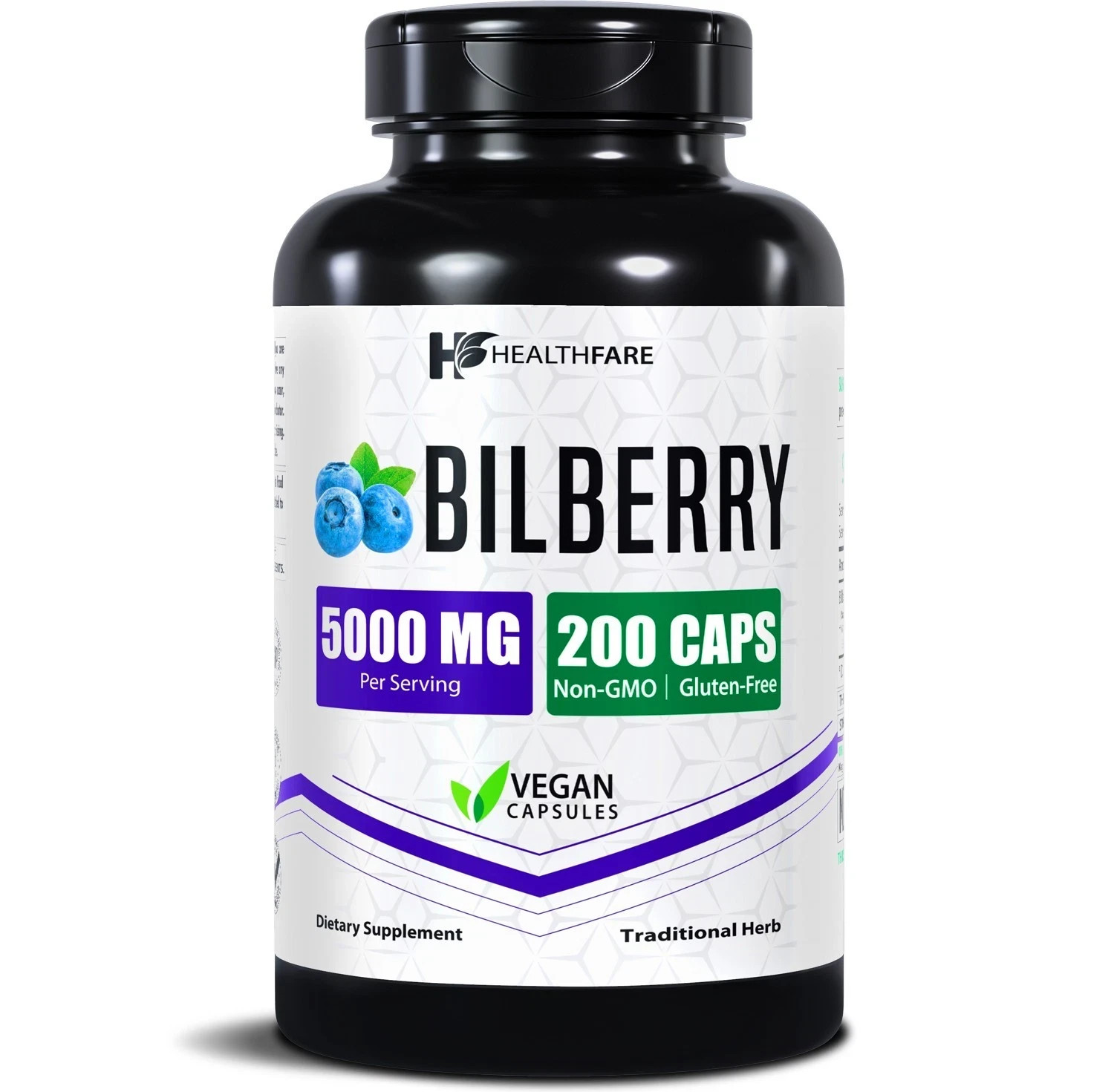 HealthFare Bilberry Extract 5000mg | 200 Vegan Caps | Supports Eye | Made in USA HealthFare Bilberry Extract 5000mg | 200 Vegan Caps | Supports Eye | Made in USA